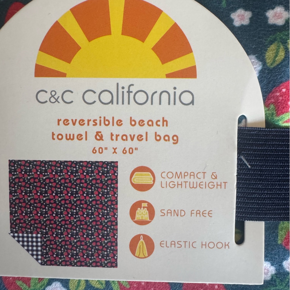 C&C California Floral and Strawberry reversible beach towel &travel bag(see pic)